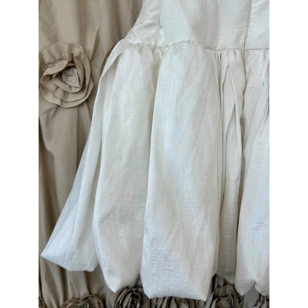 BHLDN x Anthropologie Strapless Floral Applique Bubble Hem White Mini Dress - Picture 13 of 16